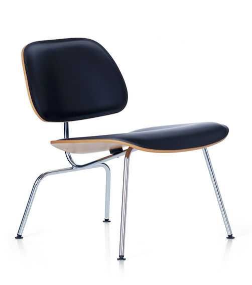 Vitra Lcm Leather Loungestoel Naturel Essen Zwart Leder Chroom vitra kopen in de aanbieding