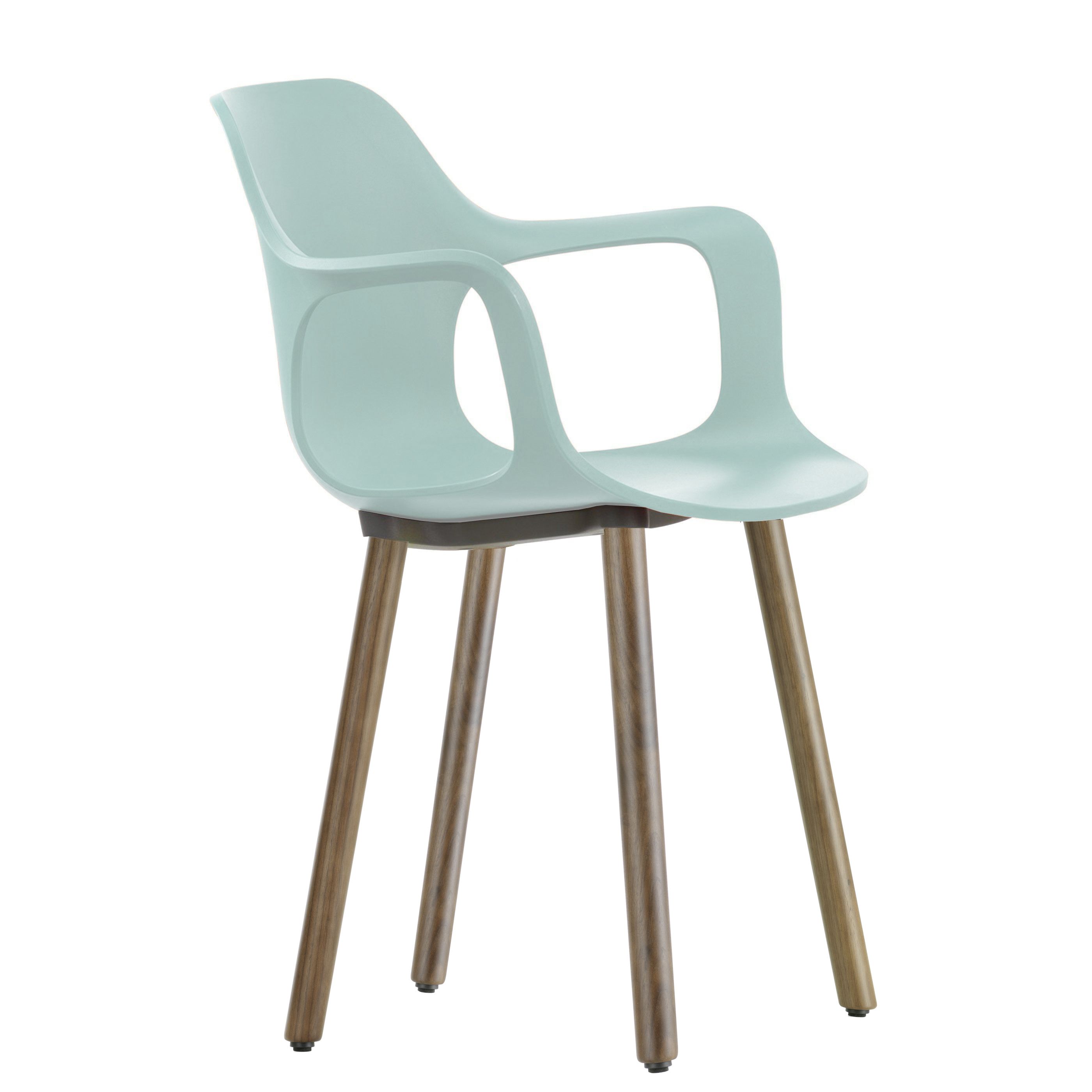 Vitra Hal Armchair Wood Stoel Notenhout Onderstel Ijsgrijs vitra kopen in de aanbieding