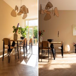 Standard stoel naturel eiken, onderstel Ecru