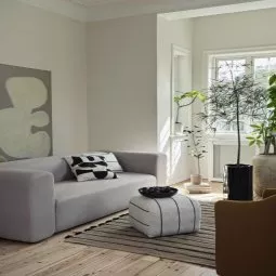 Sigrid poef beige/zwart