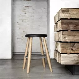 CH58 barkruk 68cm gezeept eiken Thor 300 leer