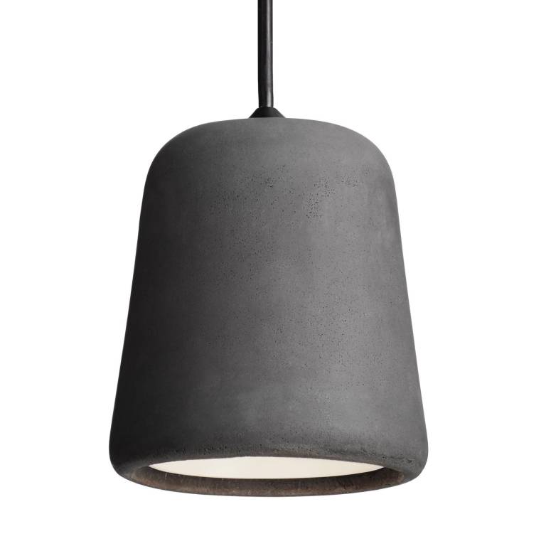 voorspelling borduurwerk Aankondiging New Works Material hanglamp zwart snoer, donkergrijs beton | Flinders