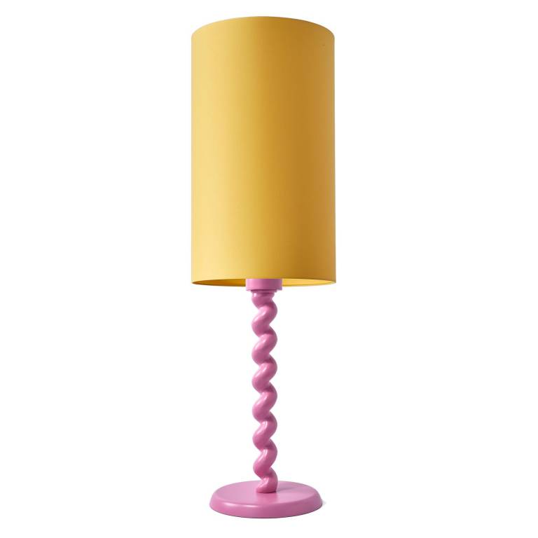 Kleuterschool Ver weg Ook POLSPOTTEN Twister tafellamp roze kap M geel | Flinders