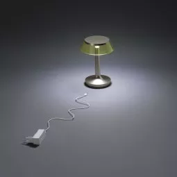 Bon Jour Unplugged tafellamp LED oplaadbaar satijn, kap fumé