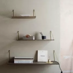 Shelf wandplank 60x20 wit geolied/roestvrijstaal