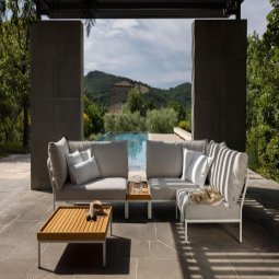 Level2 linker hoek 2-zits loungebank frame wit stof Ash