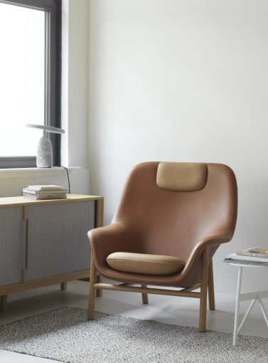 Drape High fauteuil eiken onderstel Ultra leather