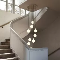 Nine 9 cluster hanglamp wit eiken 