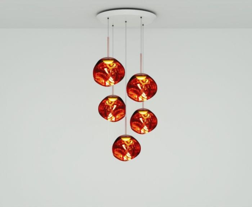 Melt Mini 5 cluster hanglamp Ø73 LED koper